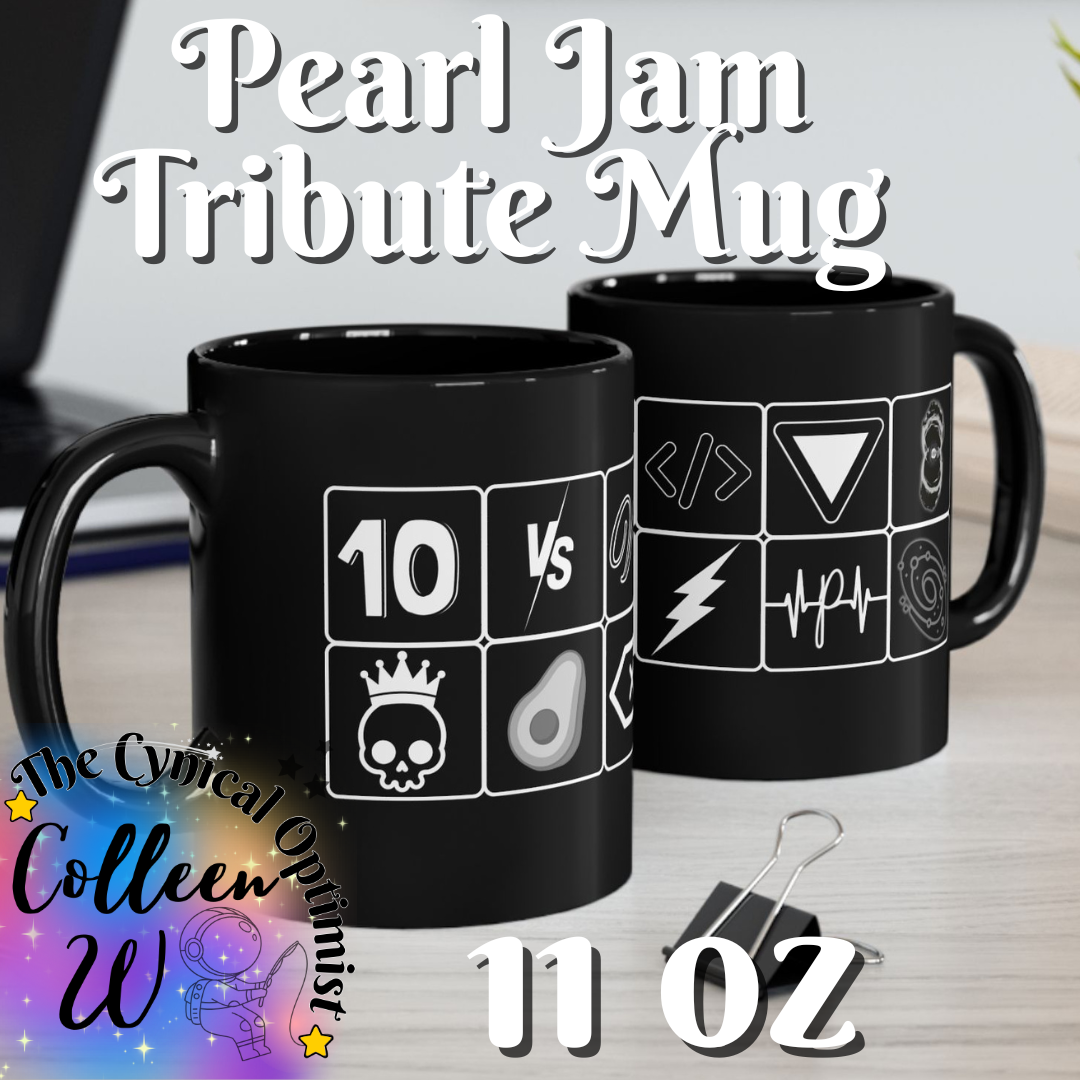 Pearl Jam 12 Albums Black Mug | Studio Discography Grid | 11oz/15oz Ceramic
