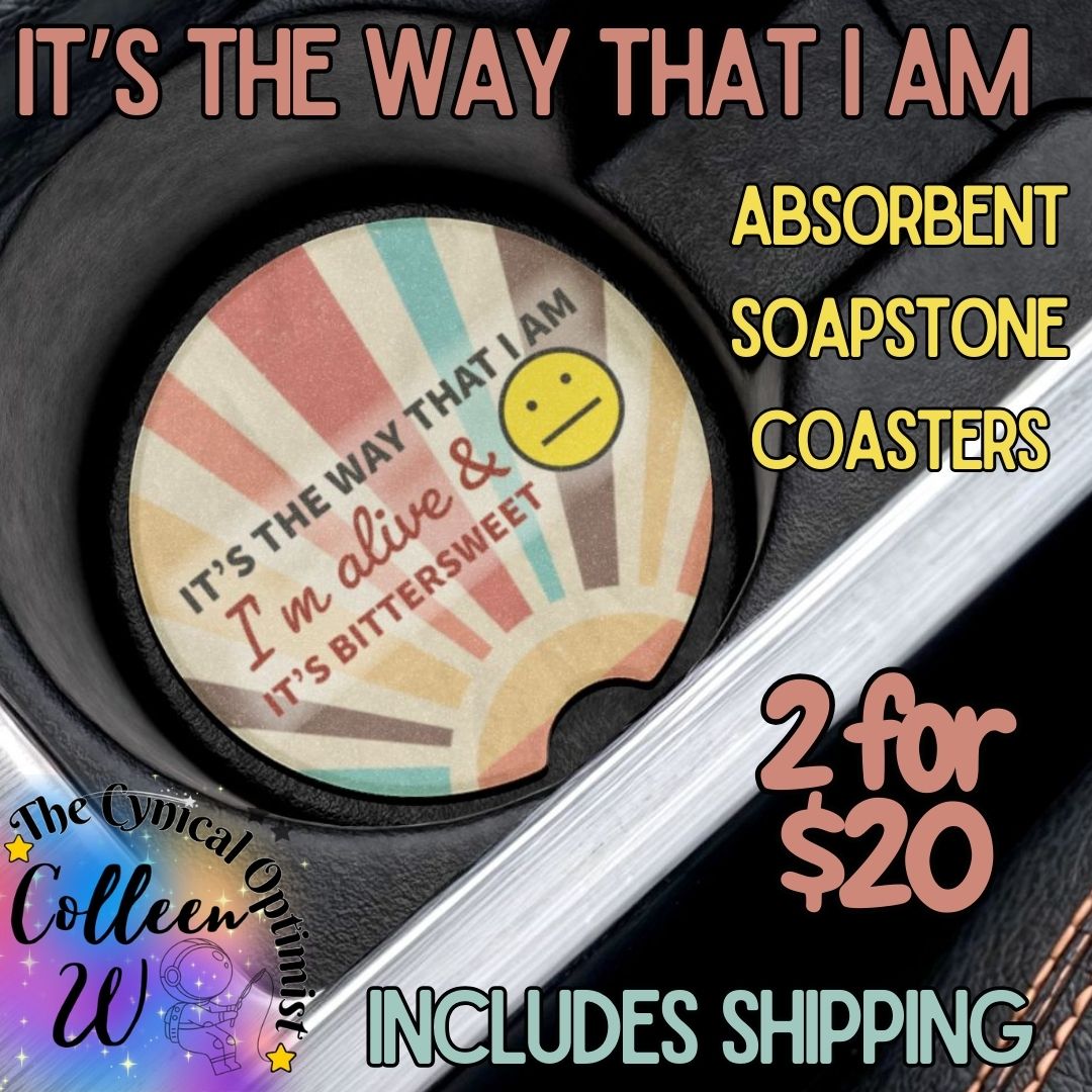 Melancholy Lyrics Soapstone Car Coasters | Music Lover Cup Holder Gift