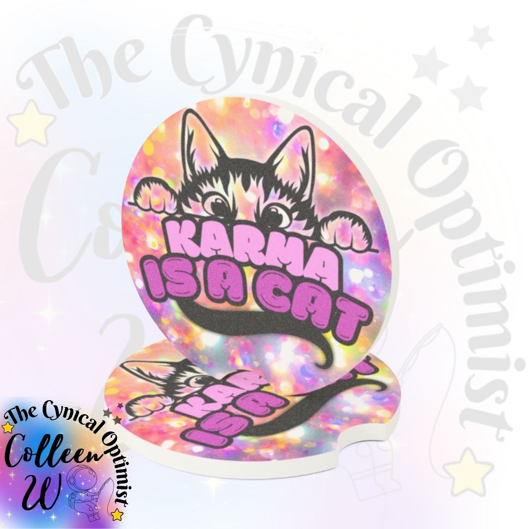 Karma is a Cat Car Coaster | Taylor Inspired Cup Holder Accessory
