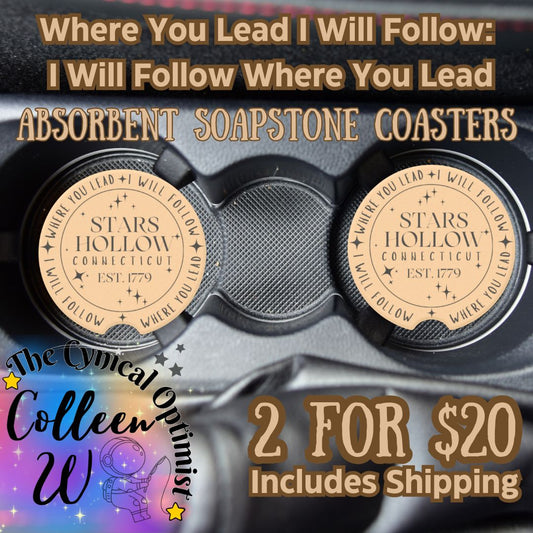 Stars Hollow Car Coaster | Where You Lead I Will Follow | Gilmore Girls Gift