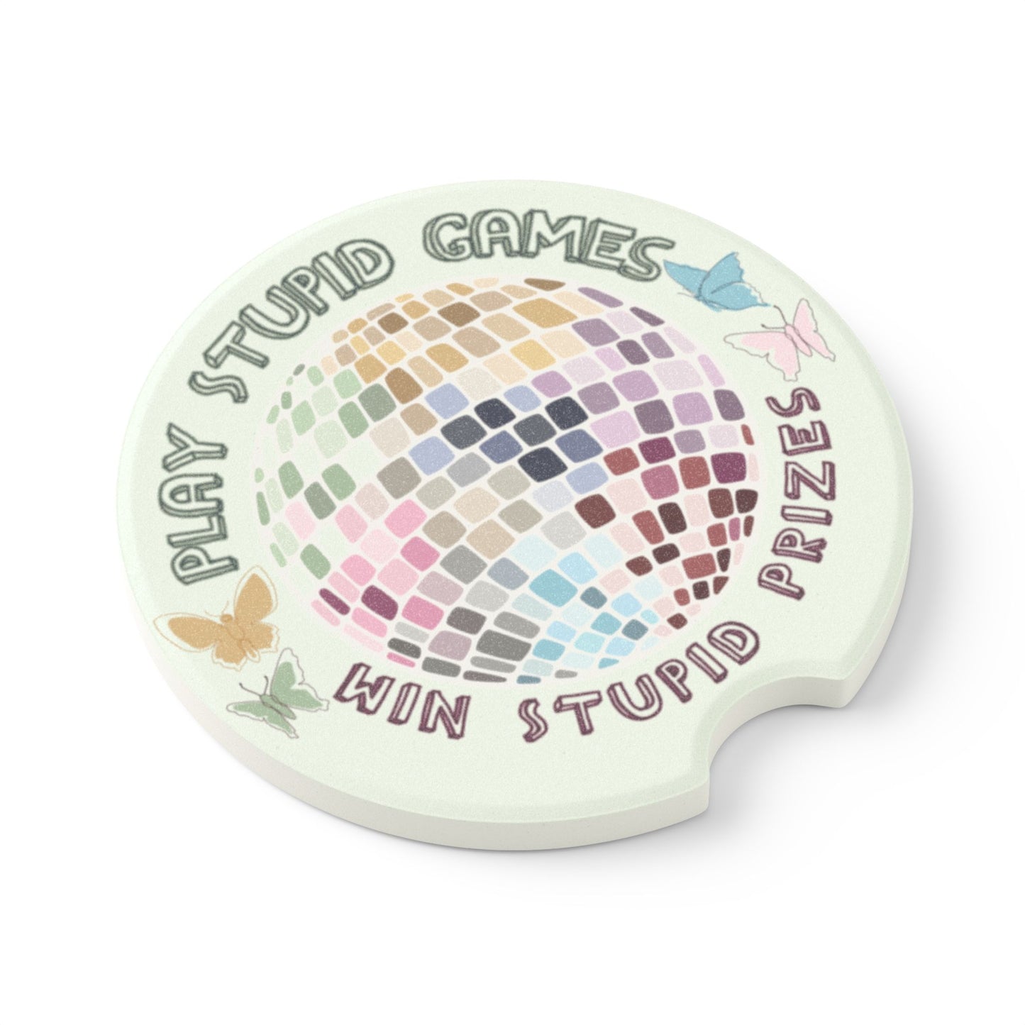 Taylor S Car Coaster Set | Light Green Soapstone with Disco Ball | Swift Fan Gift