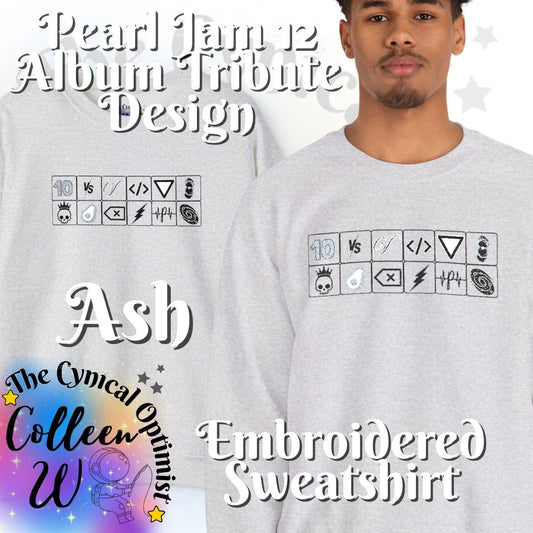 Pearl Jam 12 Album Embroidered Sweatshirt | Minimalist Icon Grid Tribute