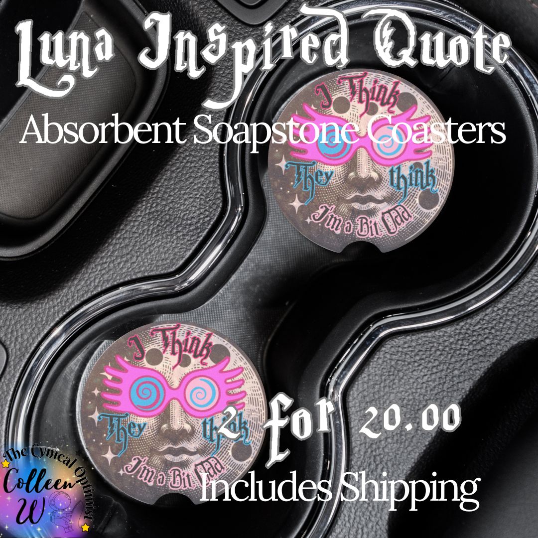 Luna Lovegood Car Coaster Set | Man in the Moon Spectrespecs | Harry Potter Gift