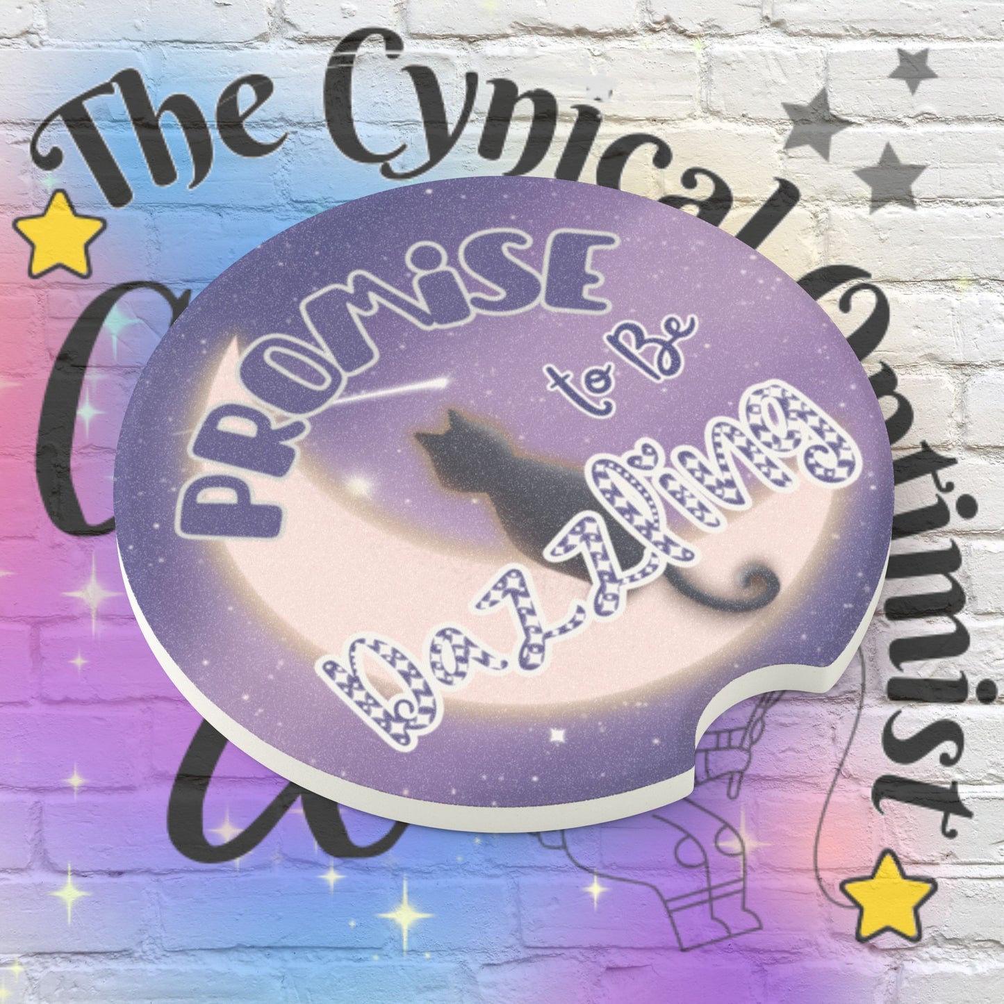 Celestial Cat Soapstone Coaster - Swift Lyrics Inspired Quote with Glowing Diamonds | Dazzling Cat Gift for a Friend | Free Shipping