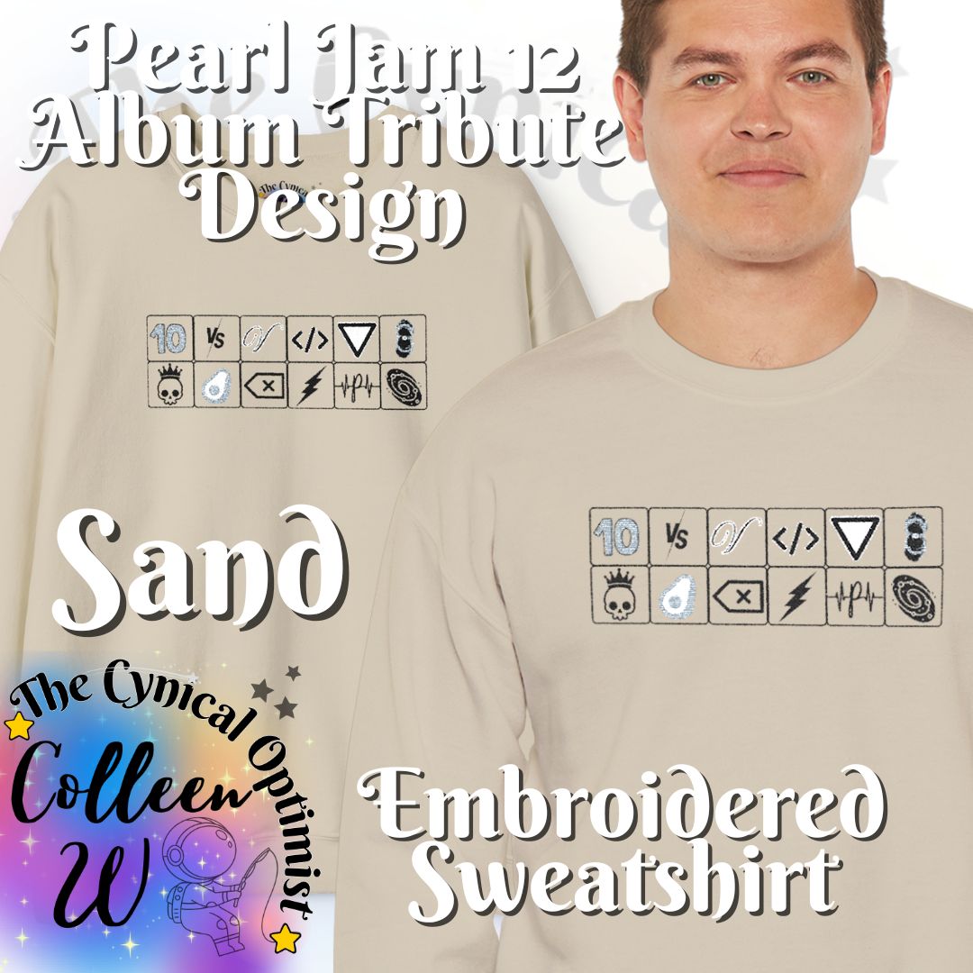 Pearl Jam 12 Album Embroidered Sweatshirt | Minimalist Icon Grid Tribute