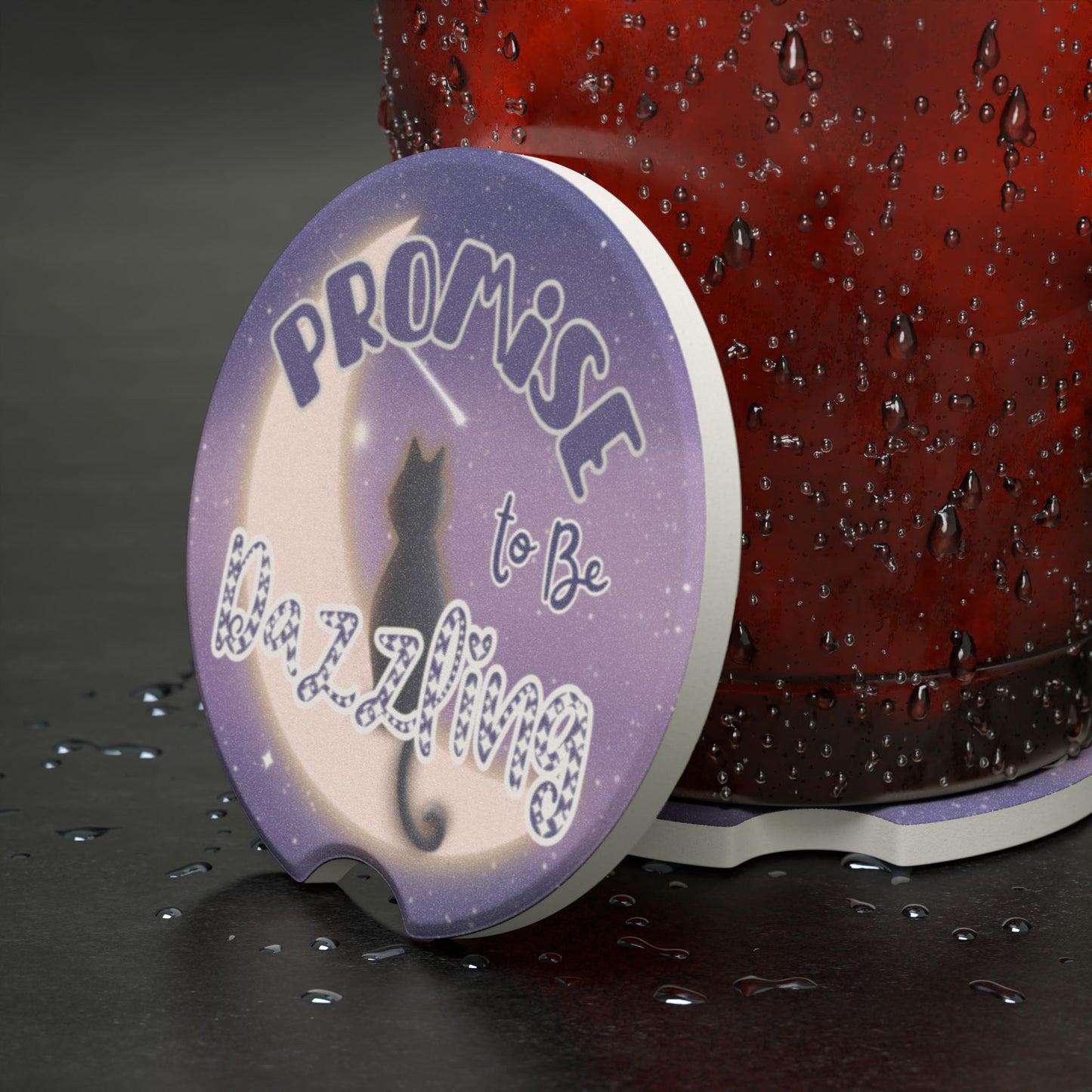 Celestial Cat Soapstone Coaster - Swift Lyrics Inspired Quote with Glowing Diamonds | Dazzling Cat Gift for a Friend | Free Shipping