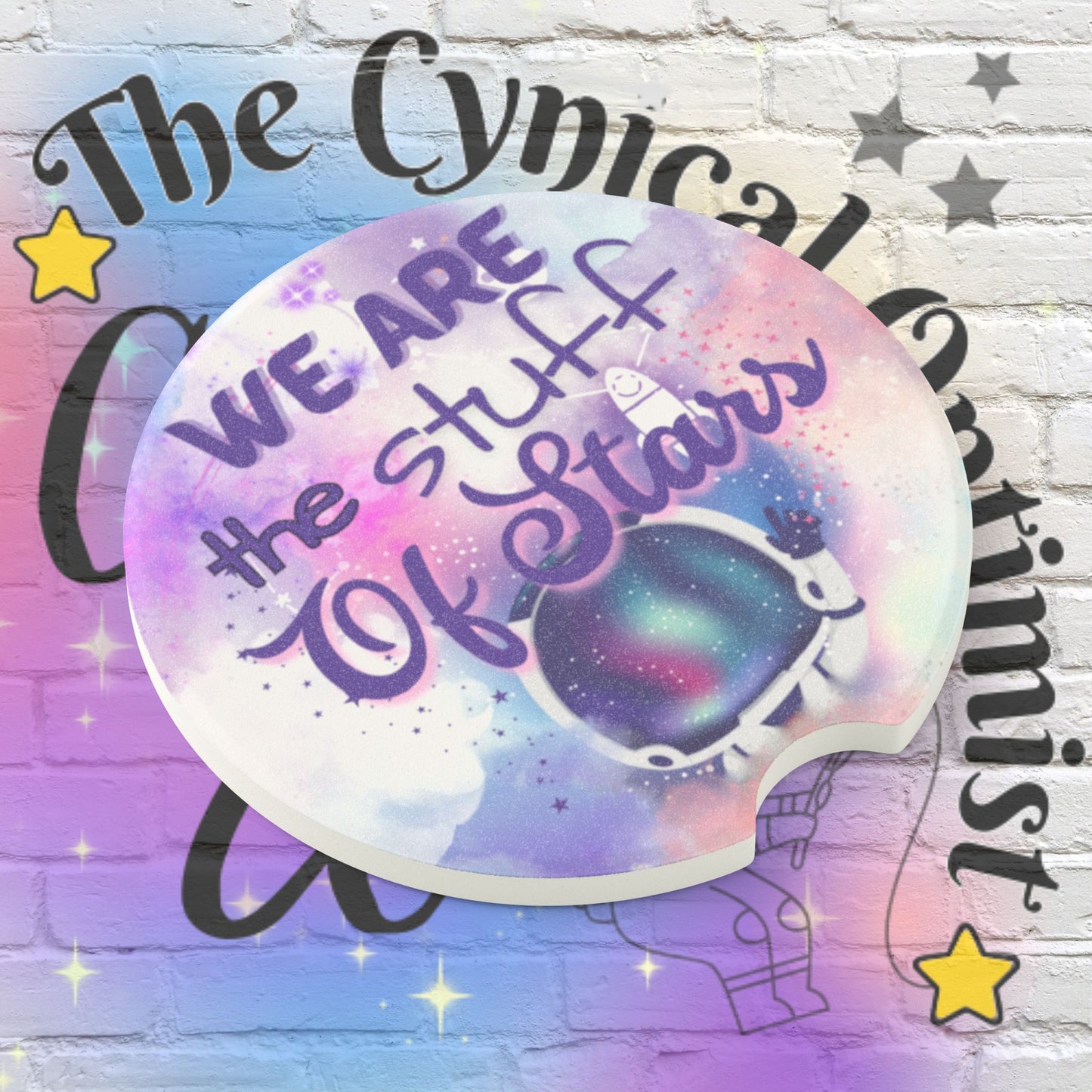 We Are the Stuff of Stars Car Coaster | Galaxy Soapstone Cup Holder