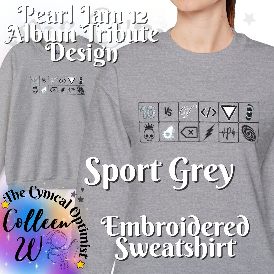 Pearl Jam 12 Album Embroidered Sweatshirt | Minimalist Icon Grid Tribute