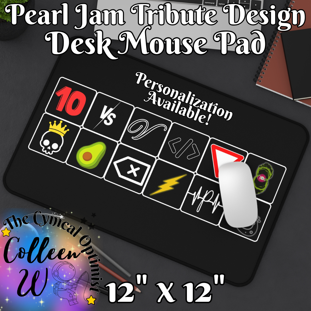 Pearl Jam 12 Album Tribute Icon Grid Design Desk Mat |