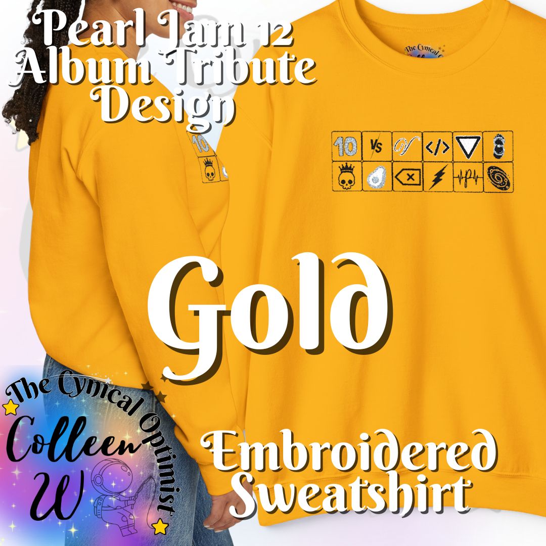 Pearl Jam 12 Album Embroidered Sweatshirt | Minimalist Icon Grid Tribute