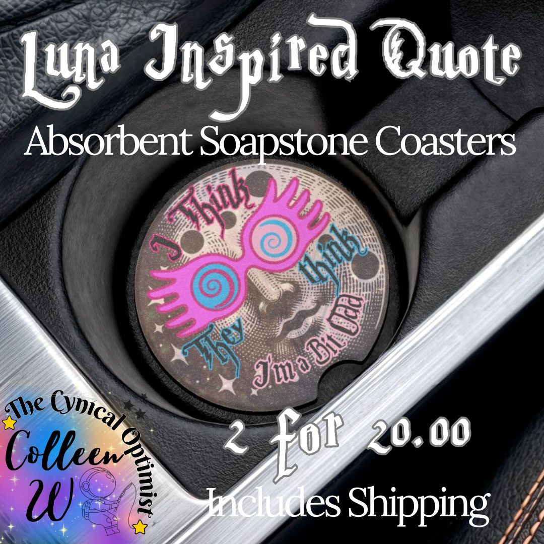 Luna Lovegood Car Coaster Set | Man in the Moon Spectrespecs | Harry Potter Gift