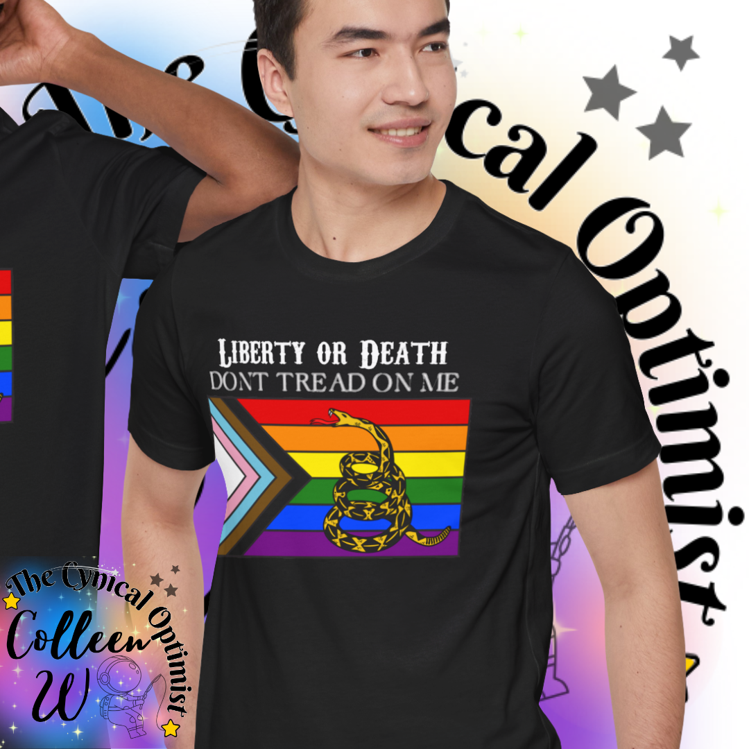 Patriotic LGBTQ+ Tee, Unisex Jersey Short Sleeve Shirt, Liberty or Death T-Shirt, Pride Apparel, Freedom Equality Clothing