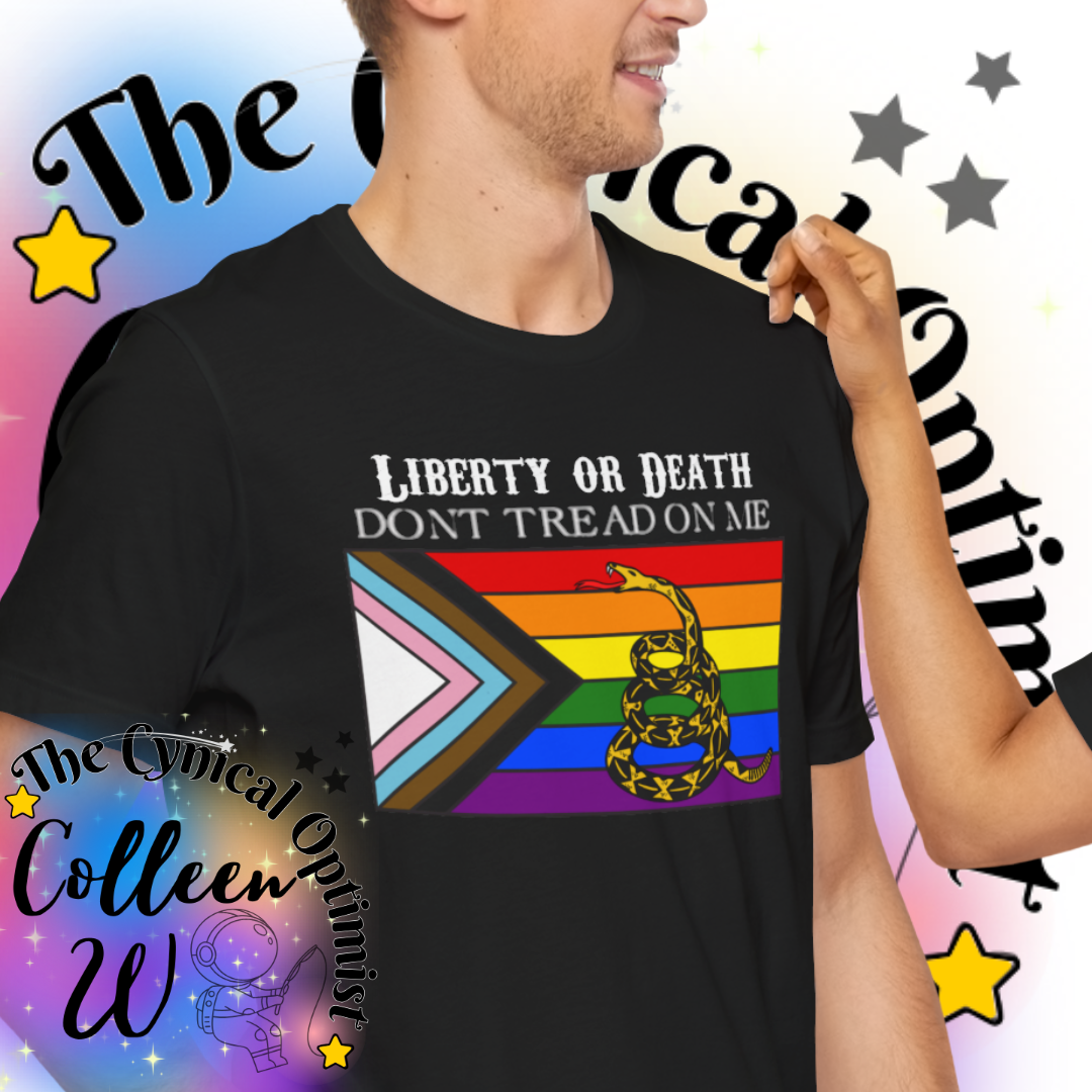 Patriotic LGBTQ+ Tee, Unisex Jersey Short Sleeve Shirt, Liberty or Death T-Shirt, Pride Apparel, Freedom Equality Clothing