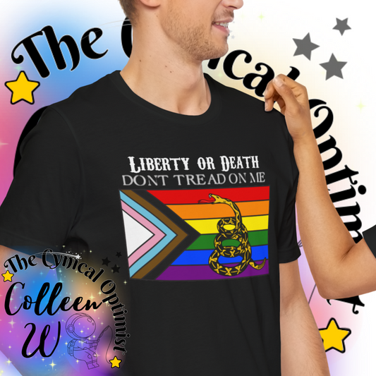 Patriotic LGBTQ+ Tee, Unisex Jersey Short Sleeve Shirt, Liberty or Death T-Shirt, Pride Apparel, Freedom Equality Clothing