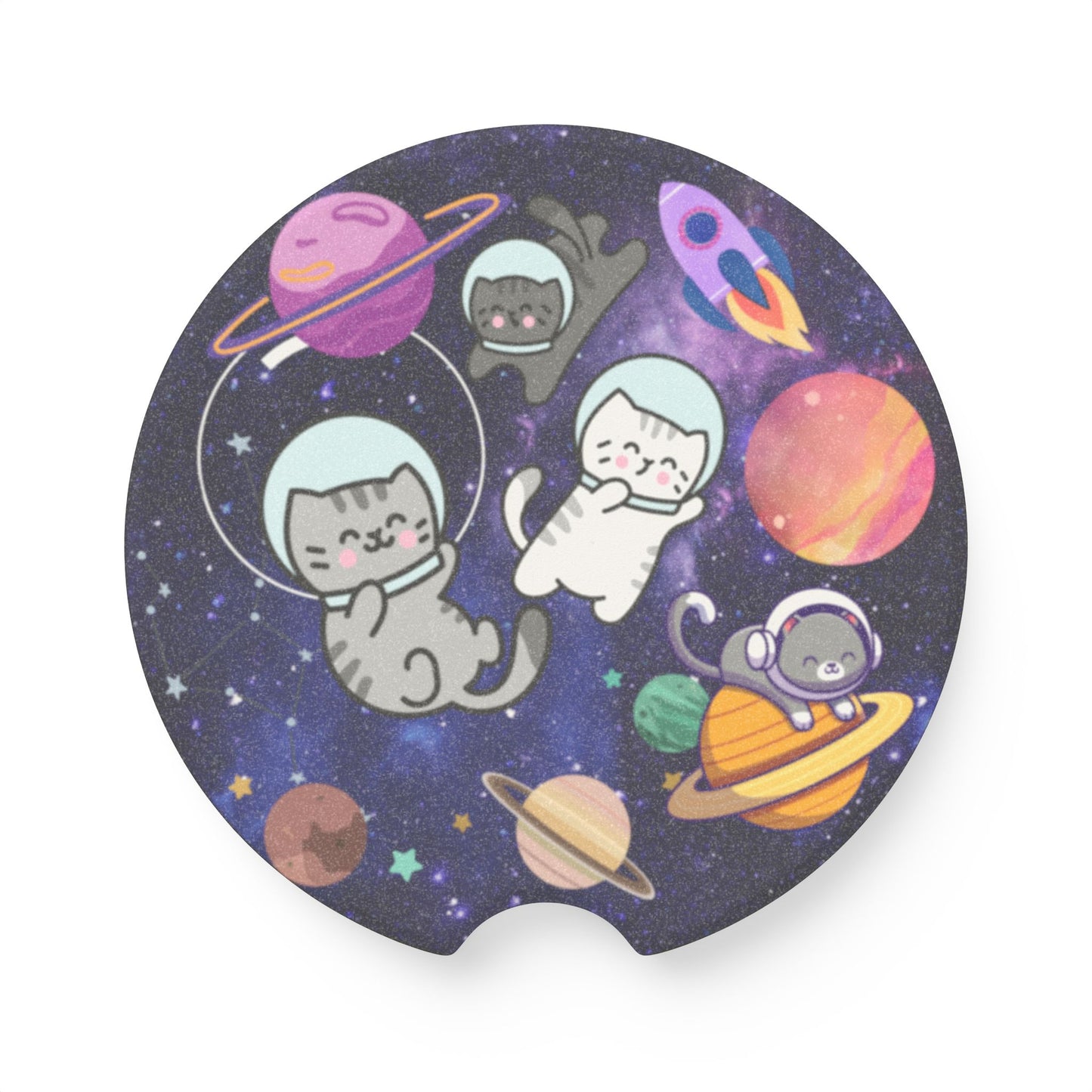 Cat Astronauts Car Coaster | Absorbent Soapstone Set | Space Gift