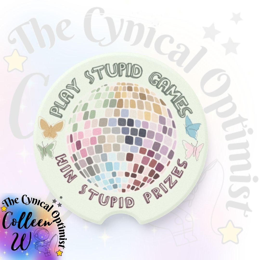 Taylor S Car Coaster Set | Light Green Soapstone with Disco Ball | Swift Fan Gift