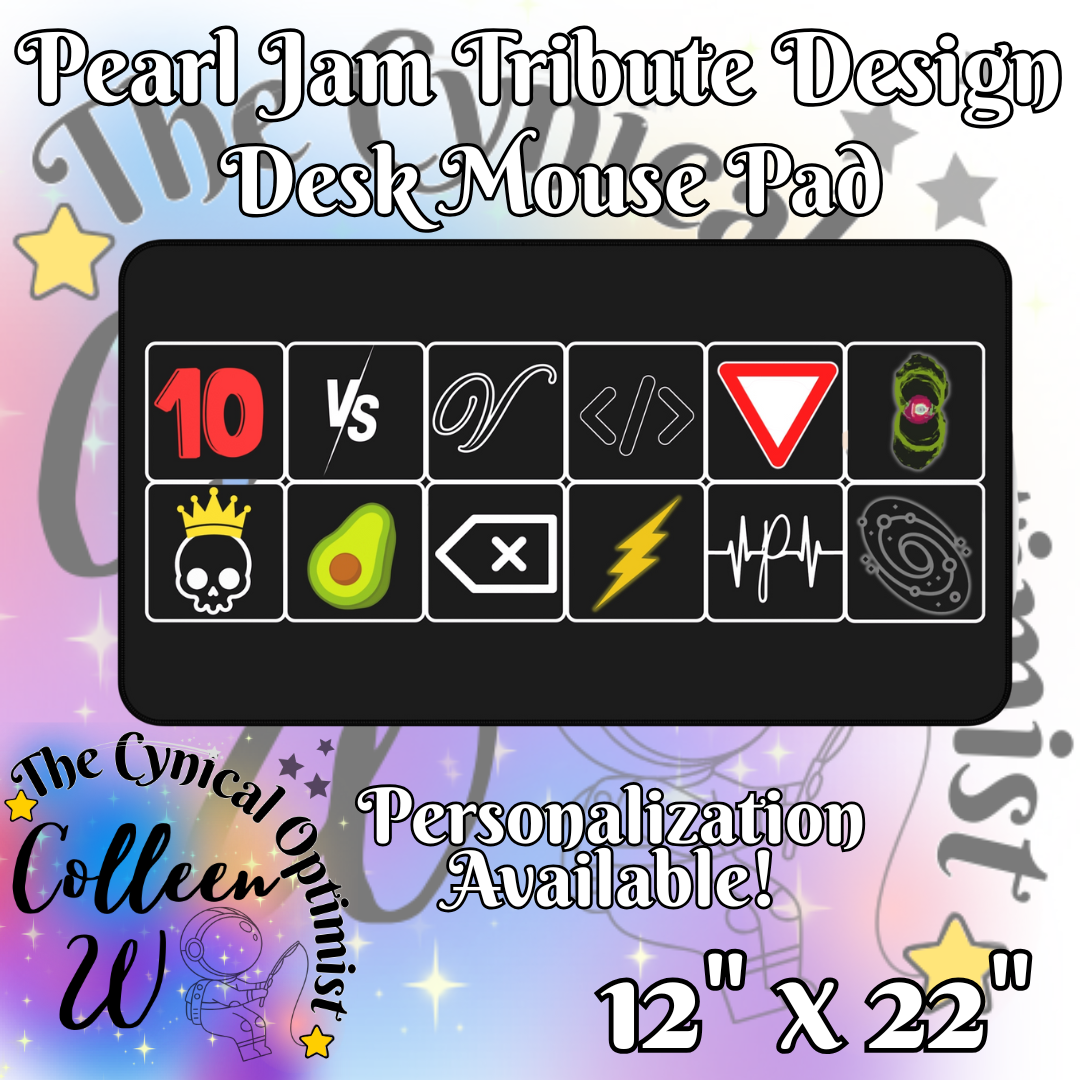 Pearl Jam 12 Album Tribute Icon Grid Design Desk Mat |