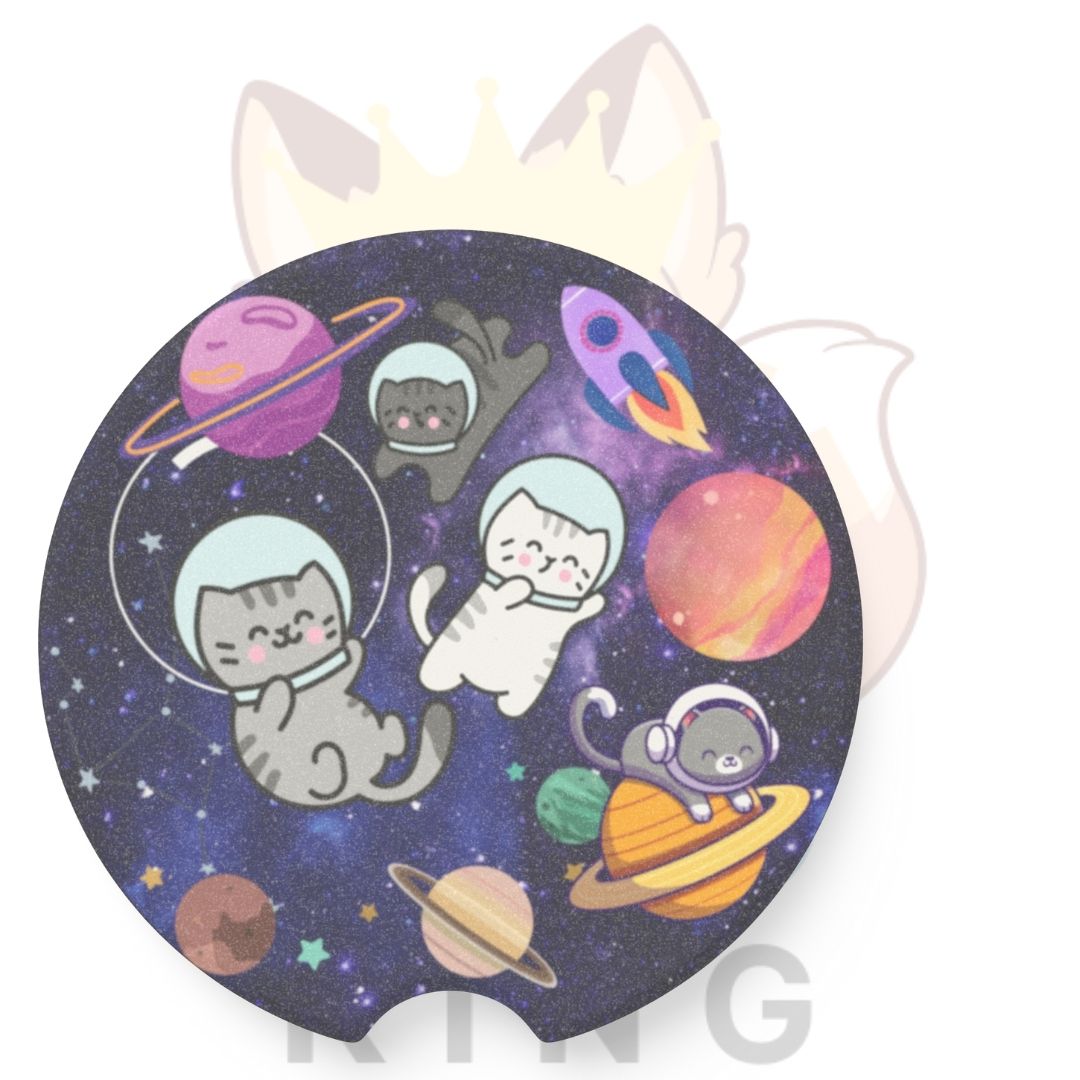 Cat Astronauts Car Coaster | Absorbent Soapstone Set | Space Gift