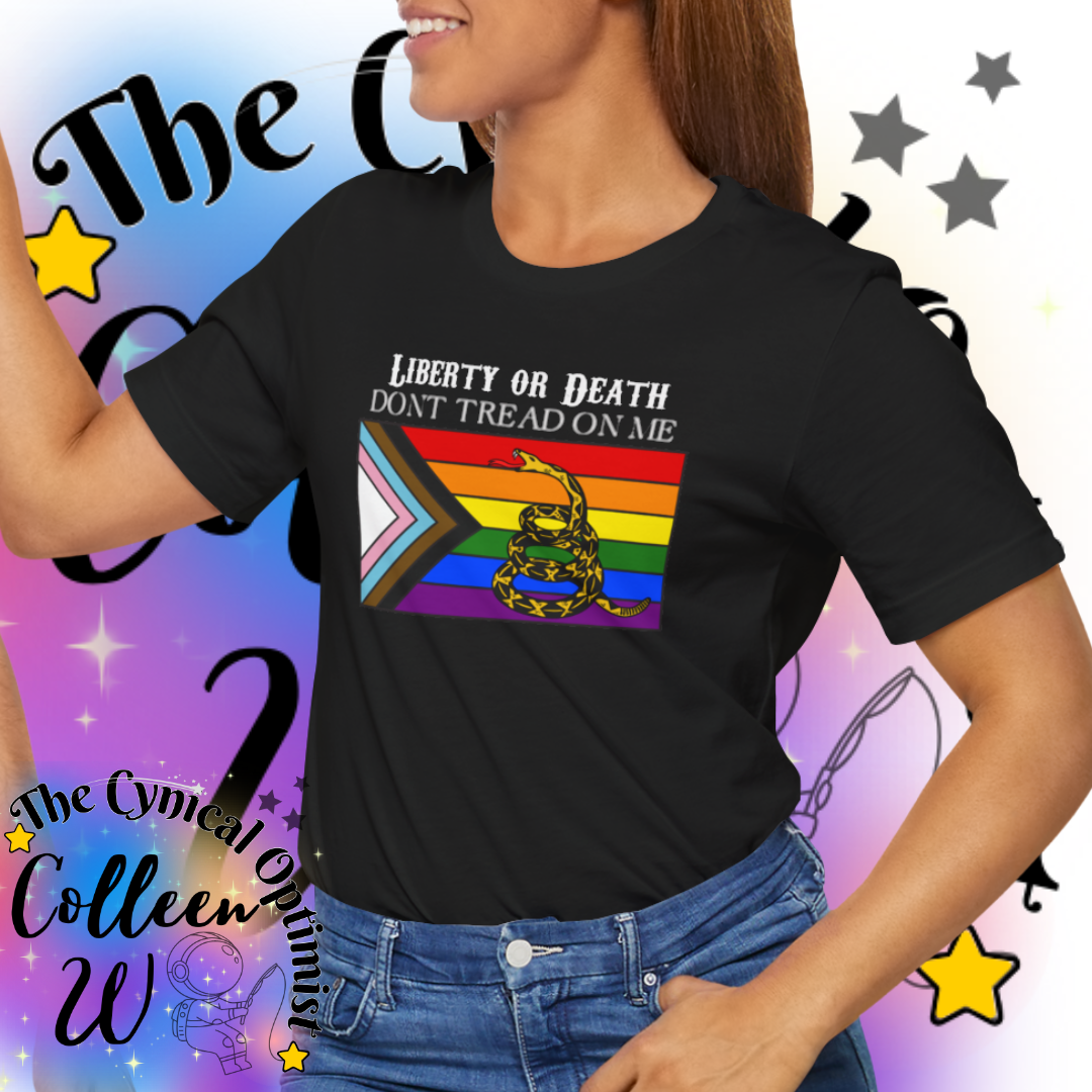 Patriotic LGBTQ+ Tee, Unisex Jersey Short Sleeve Shirt, Liberty or Death T-Shirt, Pride Apparel, Freedom Equality Clothing
