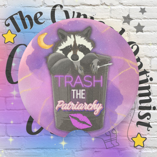 Trash the Patriarchy Feminist Car Coaster - Raccoon Soapstone Coaster for Her