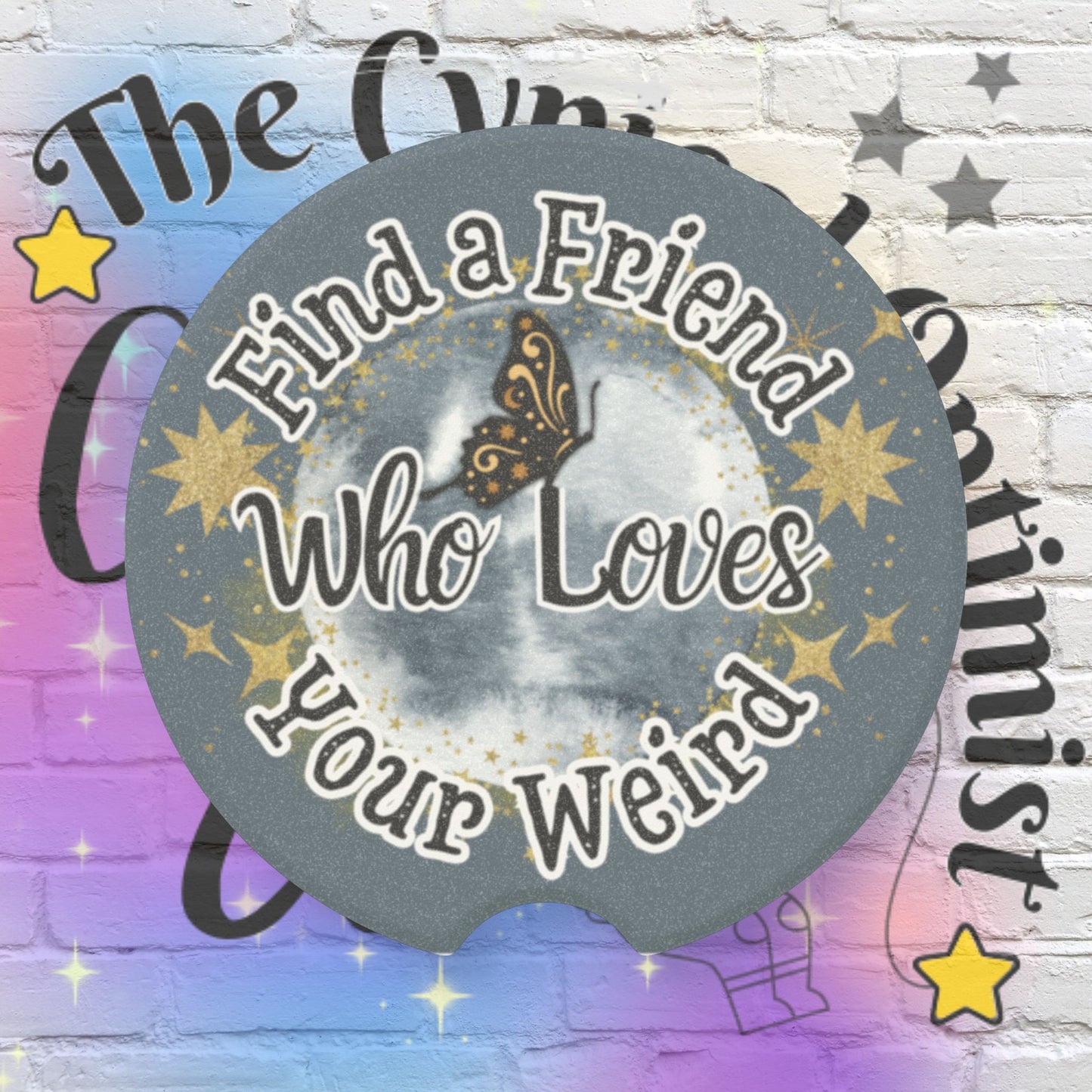 Find a Friend Who Loves Your Weird Coaster | Moon Butterfly Soapstone Gift