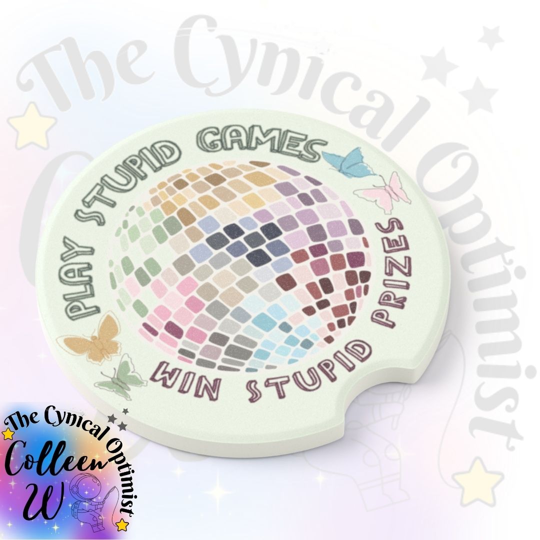 Taylor S Car Coaster Set | Light Green Soapstone with Disco Ball | Swift Fan Gift