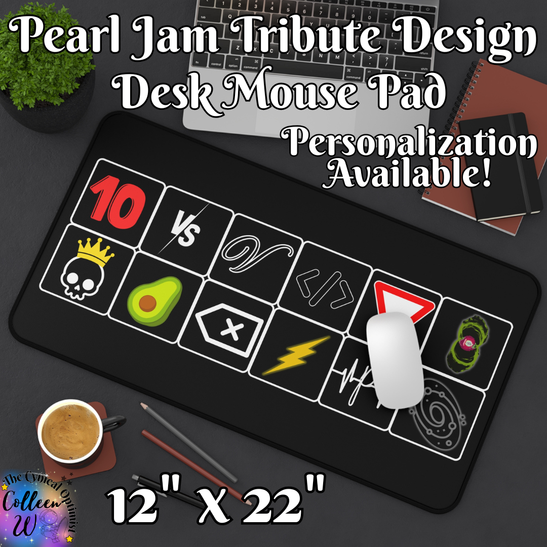 Pearl Jam 12 Album Tribute Icon Grid Design Desk Mat |