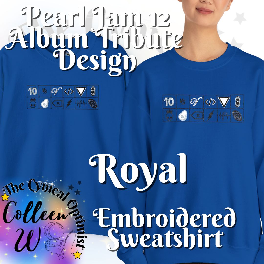 Pearl Jam 12 Album Embroidered Sweatshirt | Minimalist Icon Grid Tribute