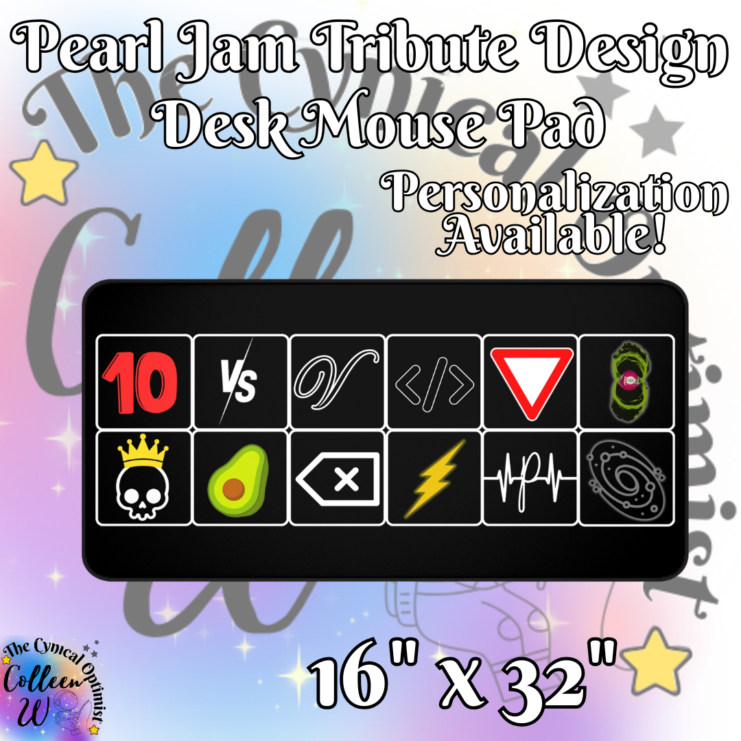 Pearl Jam 12 Album Tribute Icon Grid Design Desk Mat |