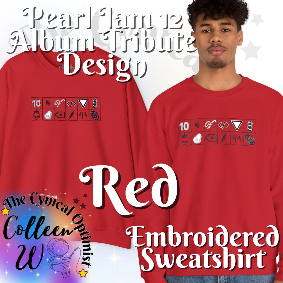 Pearl Jam 12 Album Embroidered Sweatshirt | Minimalist Icon Grid Tribute