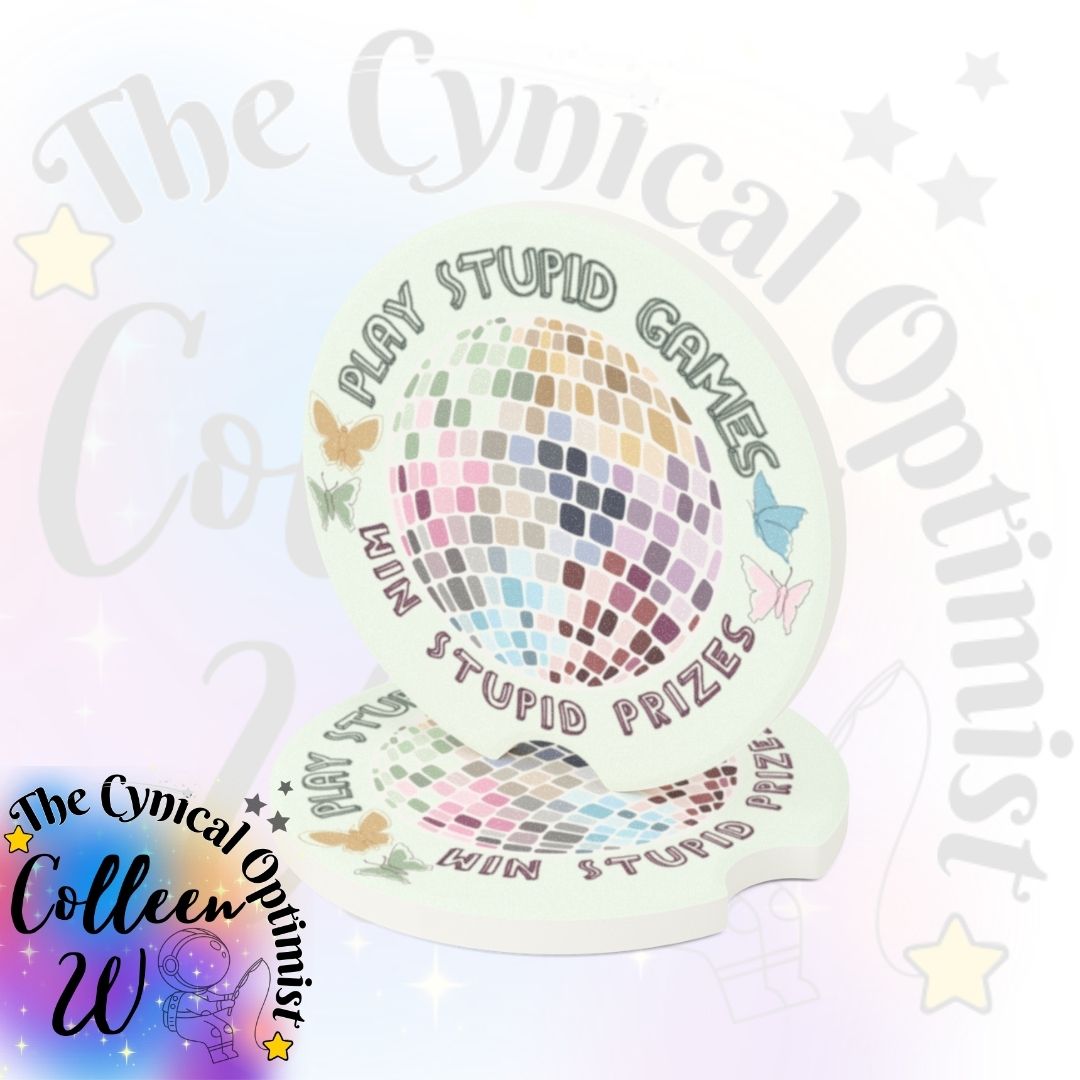 Taylor S Car Coaster Set | Light Green Soapstone with Disco Ball | Swift Fan Gift