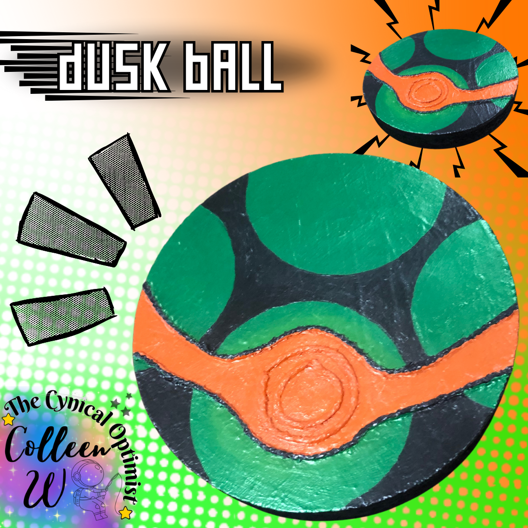 6.5" X 1" Hand Painted Wall Hanging Wooden Round Pokeball | Great Pokemon Fan Gift |