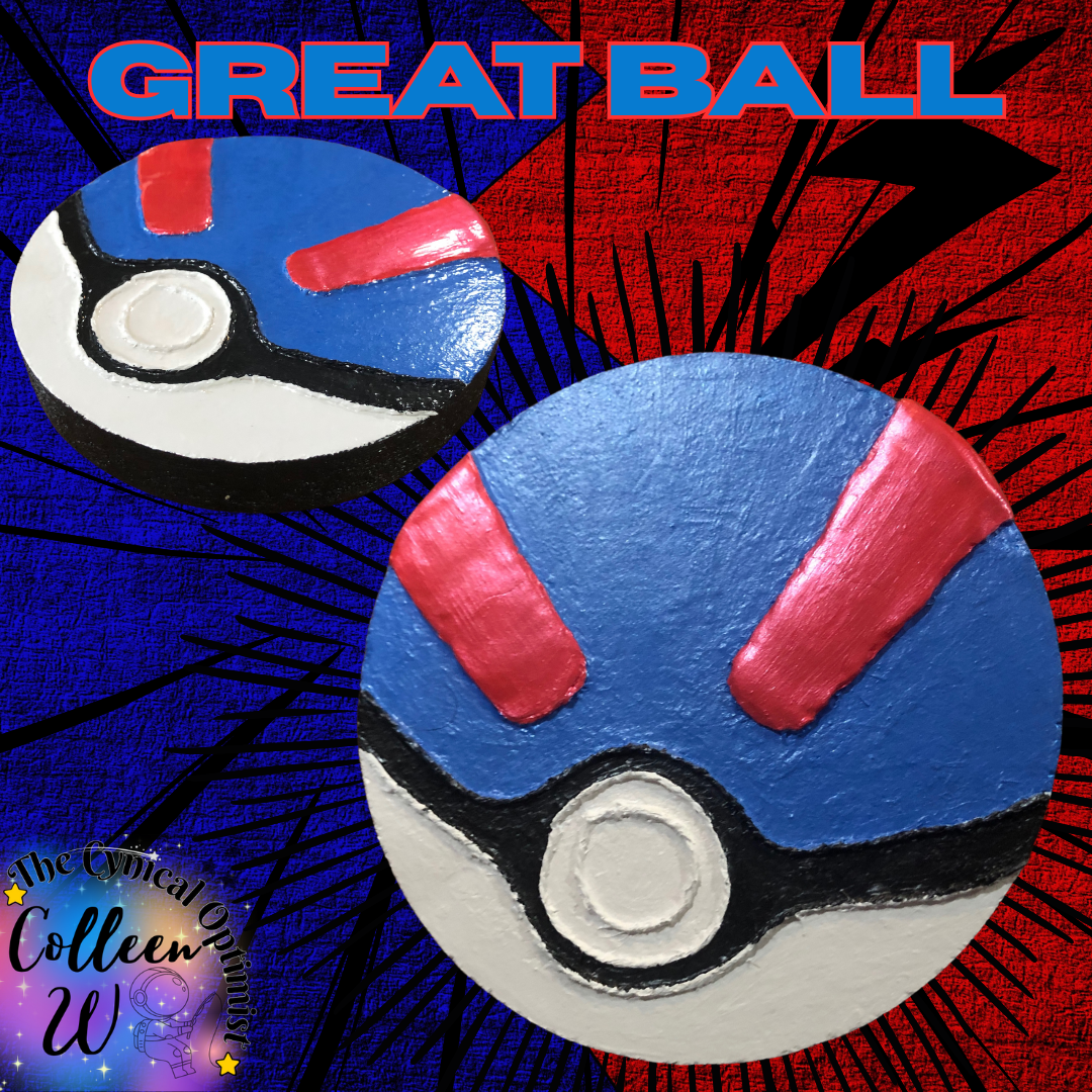 6.5" X 1" Hand Painted Wall Hanging Wooden Round Pokeball | Great Pokemon Fan Gift |