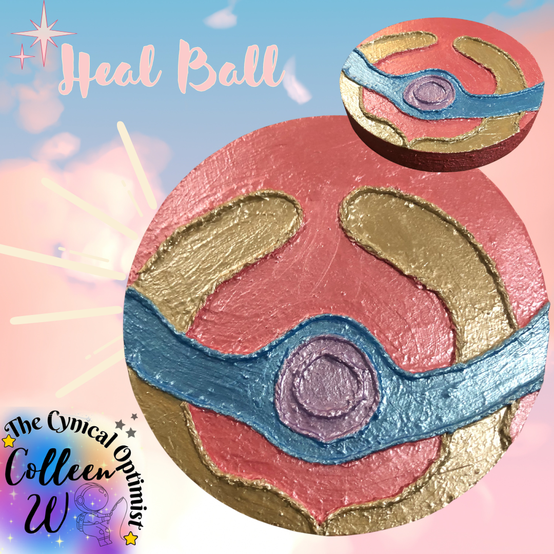 6.5" X 1" Hand Painted Wall Hanging Wooden Round Pokeball | Great Pokemon Fan Gift |