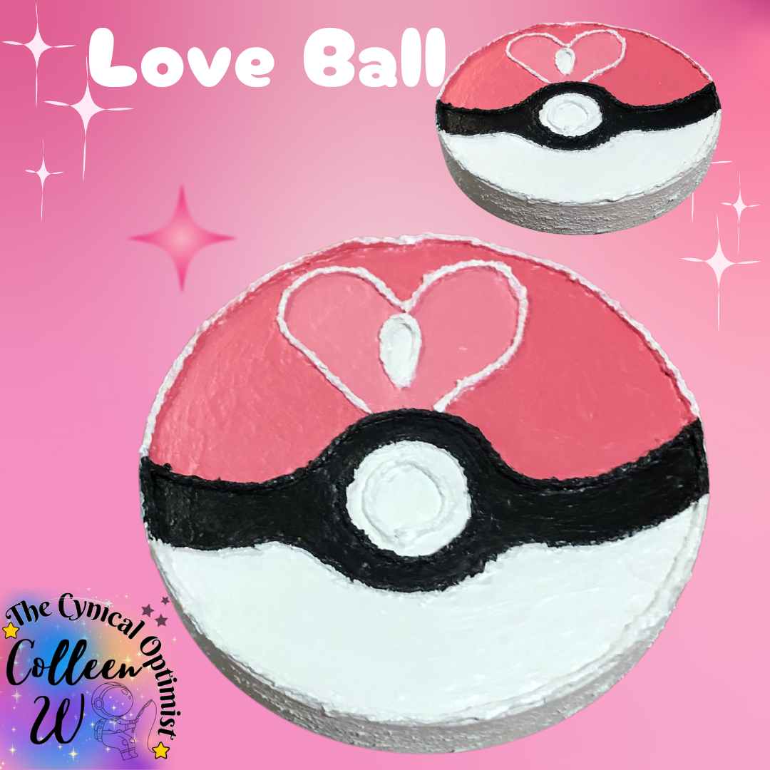6.5" X 1" Hand Painted Wall Hanging Wooden Round Pokeball | Great Pokemon Fan Gift |