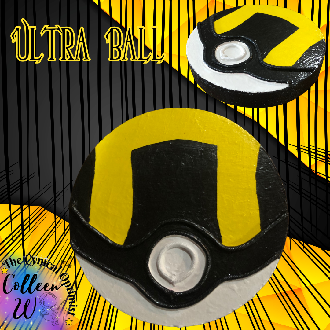 6.5" X 1" Hand Painted Wall Hanging Wooden Round Pokeball | Great Pokemon Fan Gift |